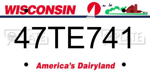 47TE741 Wisconsin License Plate