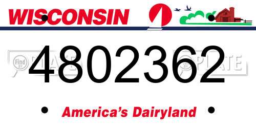 4802362 Wisconsin License Plate