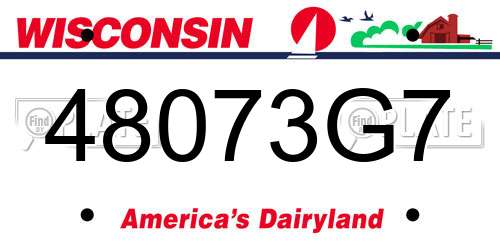 48073G7 Wisconsin License Plate