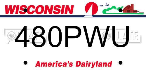 480PWU Wisconsin License Plate