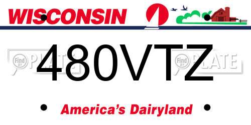 480VTZ Wisconsin License Plate