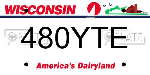 480YTE Wisconsin License Plate