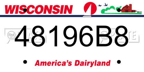48196B8 Wisconsin License Plate