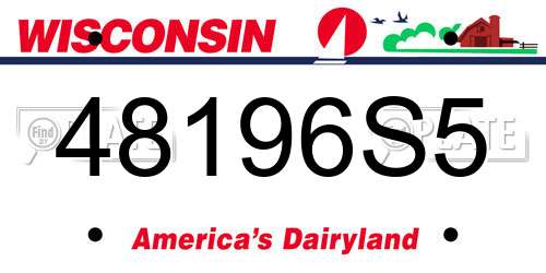 48196S5 Wisconsin License Plate