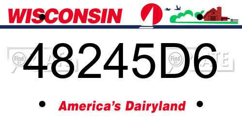 48245D6 Wisconsin License Plate