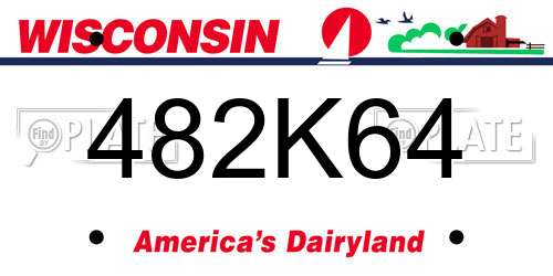 482K64 Wisconsin License Plate