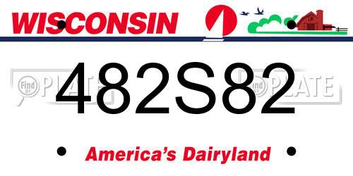 482S82 Wisconsin License Plate