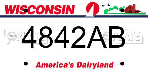 4842AB Wisconsin License Plate