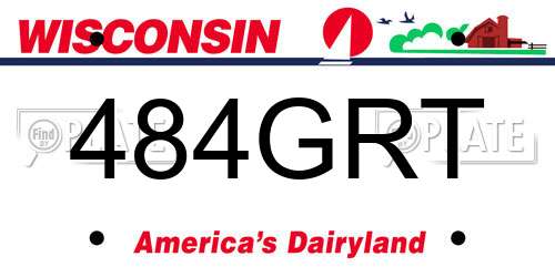 484GRT Wisconsin License Plate