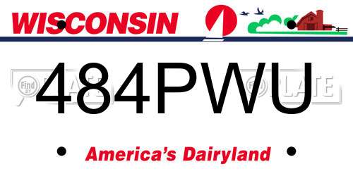 484PWU Wisconsin License Plate