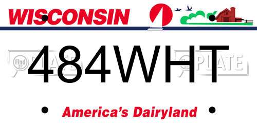 484WHT Wisconsin License Plate
