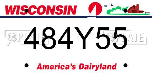 484Y55 Wisconsin License Plate