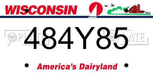 484Y85 Wisconsin License Plate