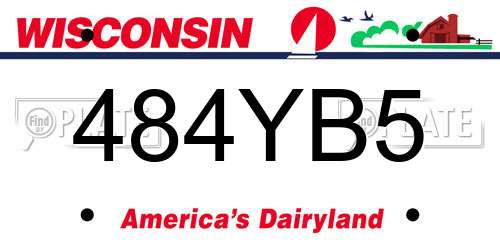 484YB5 Wisconsin License Plate