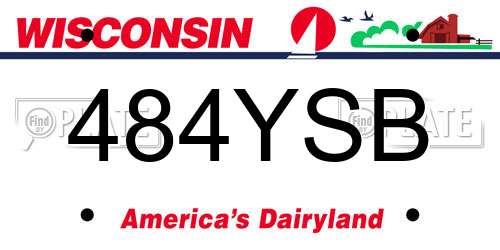 484YSB Wisconsin License Plate