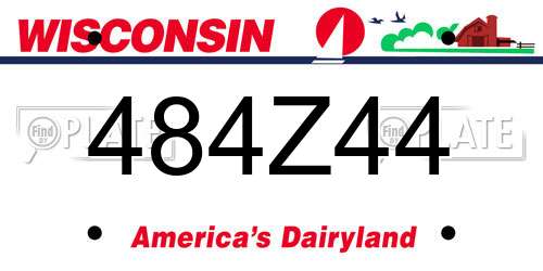 484Z44 Wisconsin License Plate