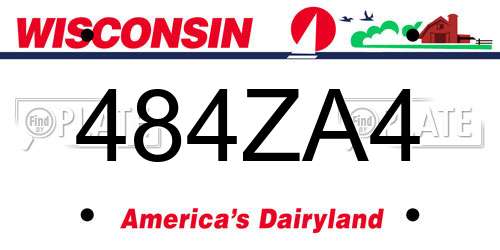 484ZA4 Wisconsin License Plate