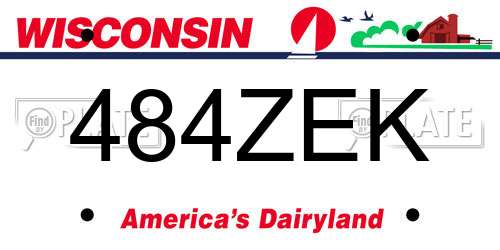484ZEK Wisconsin License Plate