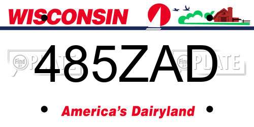 485ZAD Wisconsin License Plate
