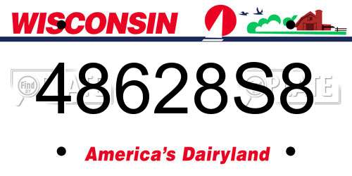 48628S8 Wisconsin License Plate