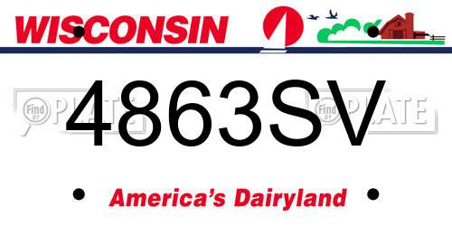 4863SV Wisconsin License Plate