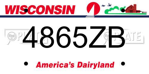 4865ZB Wisconsin License Plate