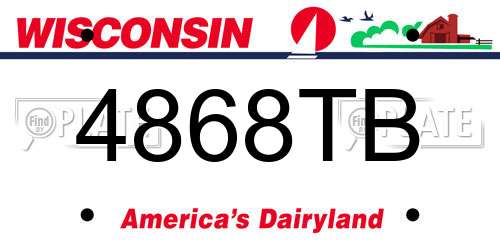 4868TB Wisconsin License Plate