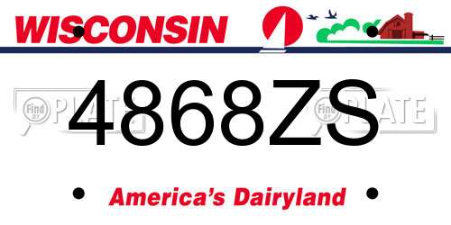 4868ZS Wisconsin License Plate