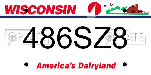 486SZ8 Wisconsin License Plate