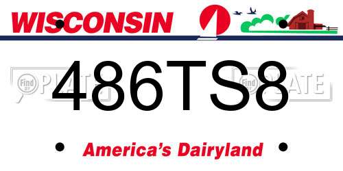 486TS8 Wisconsin License Plate