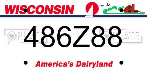 486Z88 Wisconsin License Plate