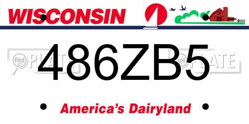 486ZB5 Wisconsin License Plate