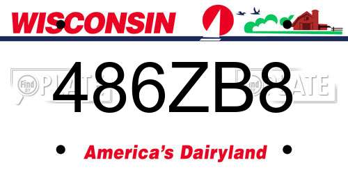 486ZB8 Wisconsin License Plate