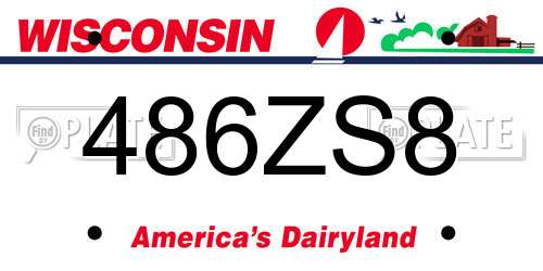 486ZS8 Wisconsin License Plate