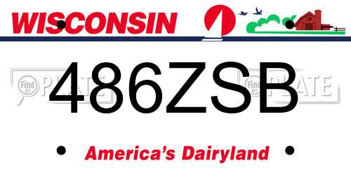 486ZSB Wisconsin License Plate