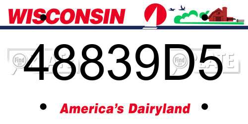 48839D5 Wisconsin License Plate