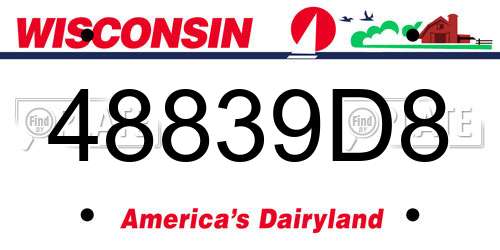 48839D8 Wisconsin License Plate