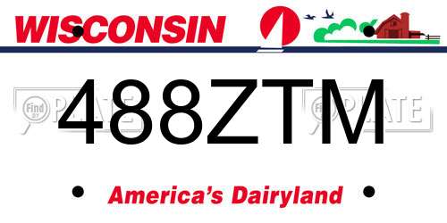488ZTM Wisconsin License Plate