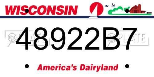 48922B7 Wisconsin License Plate