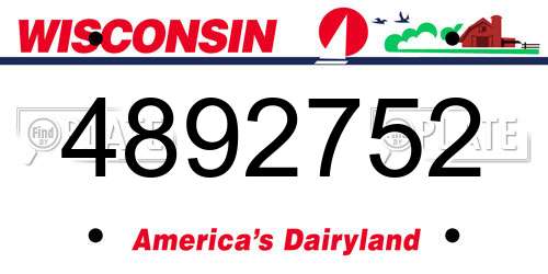 4892752 Wisconsin License Plate