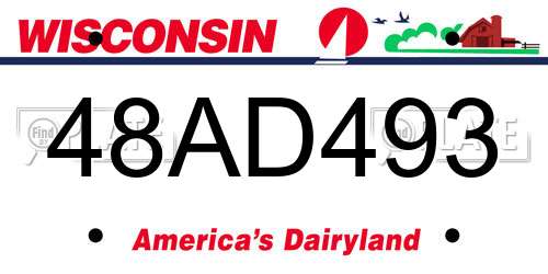 48AD493 Wisconsin License Plate