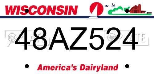 48AZ524 Wisconsin License Plate