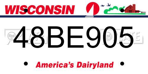 48BE905 Wisconsin License Plate