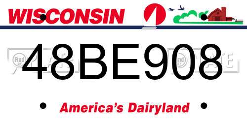 48BE908 Wisconsin License Plate
