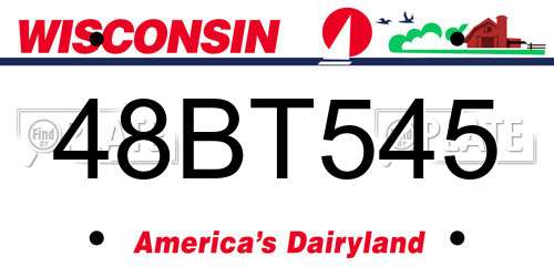 48BT545 Wisconsin License Plate