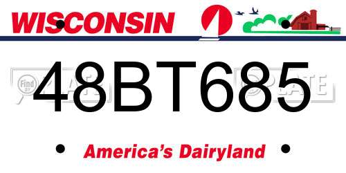 48BT685 Wisconsin License Plate