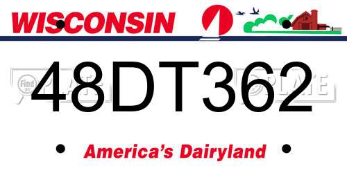 48DT362 Wisconsin License Plate