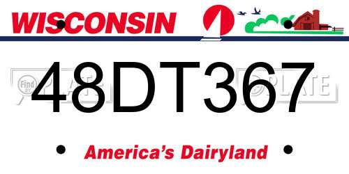 48DT367 Wisconsin License Plate