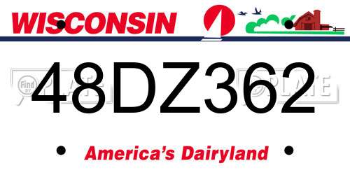 48DZ362 Wisconsin License Plate