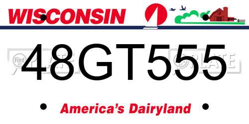 48GT555 Wisconsin License Plate